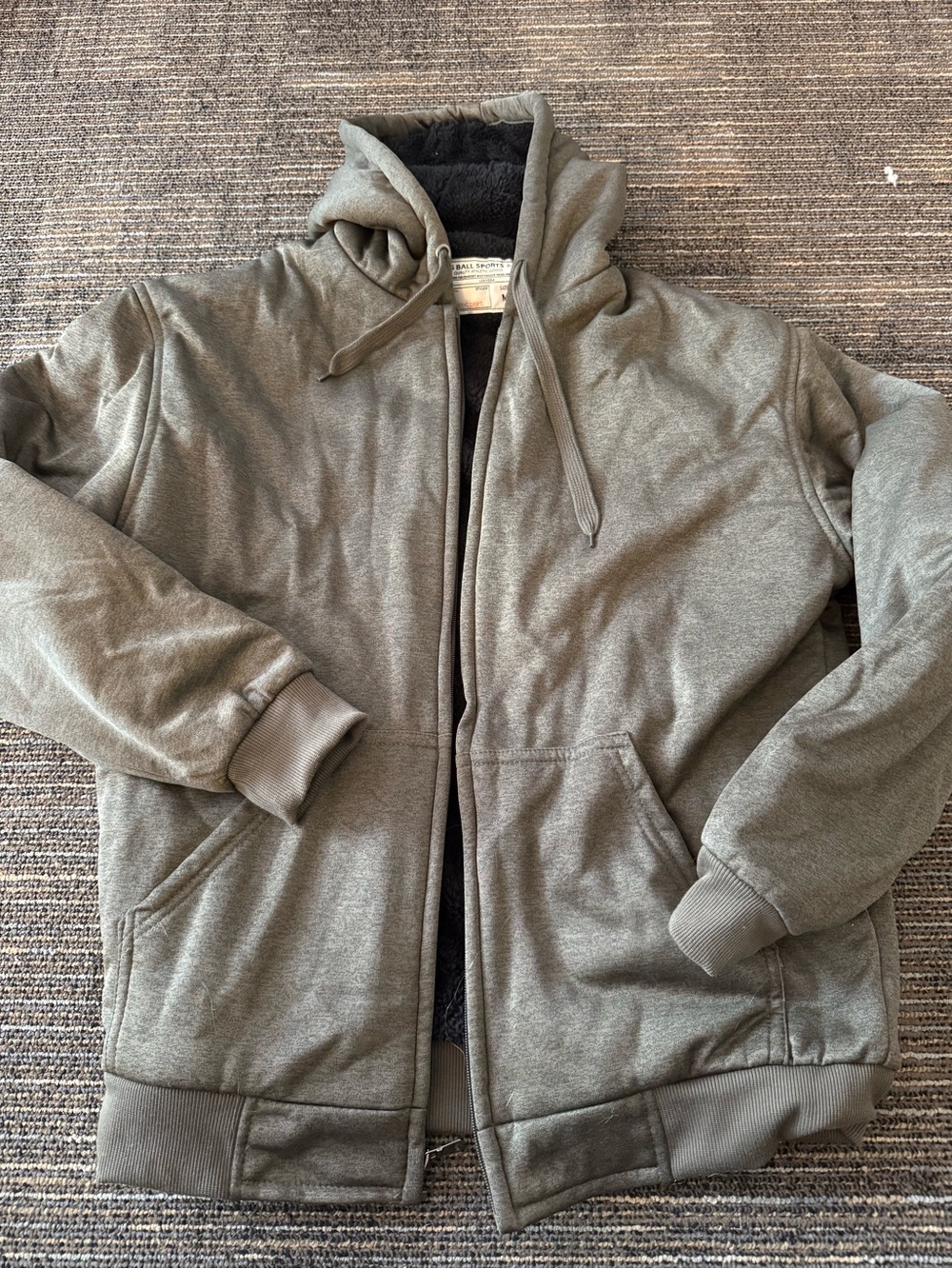 Men's Zip-Up Hooded Sherpa Sweater Jacket in charcoal Olive